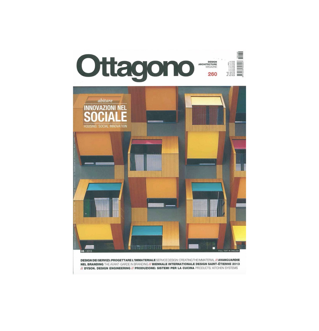 Ottagono magazine: cover with a colourful facade, Innovazione nel sociale