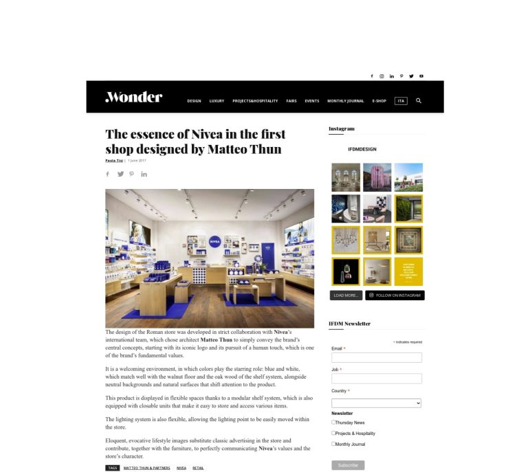.Wonder: article on the first Nivea shop designed by Matteo Thun