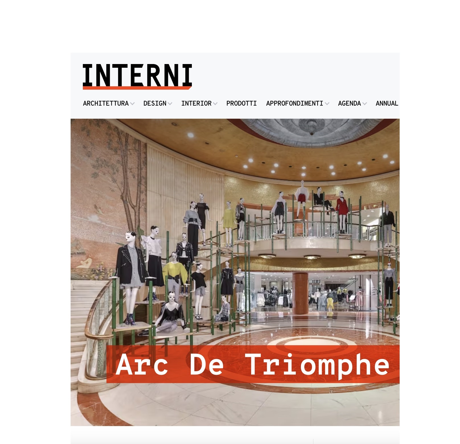 Interni magazine: Arc de Triomphe installation for Zara with mannequins