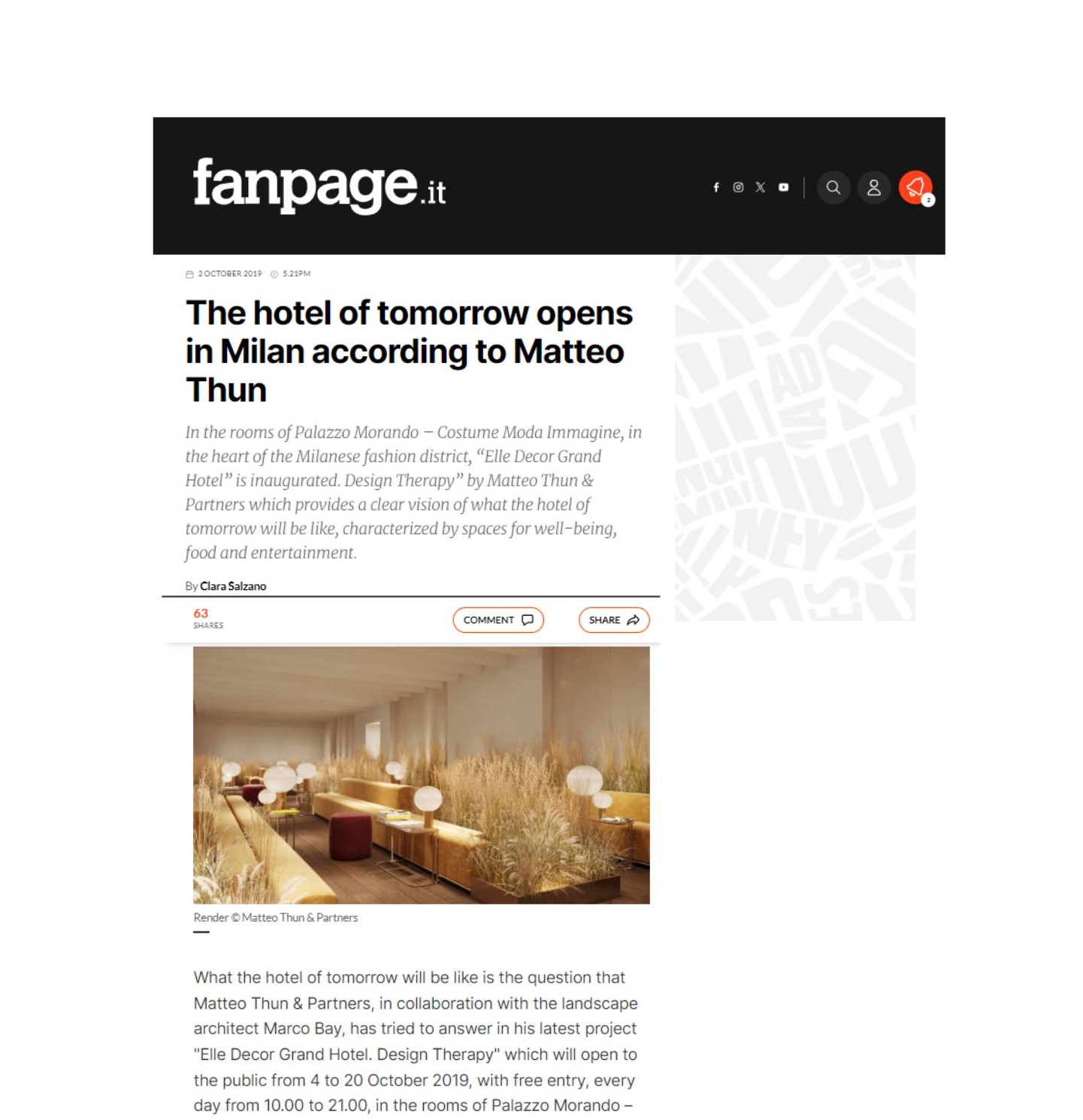 Fanpage: the hotel of tomorrow opens in Milan according to Matteo Thun