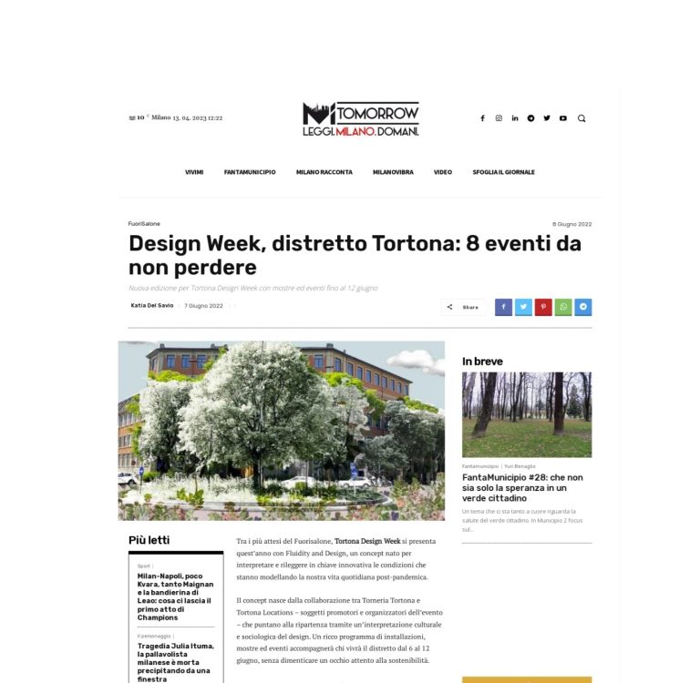 Mitomorrow.it: article on eight events in the Tortona design district