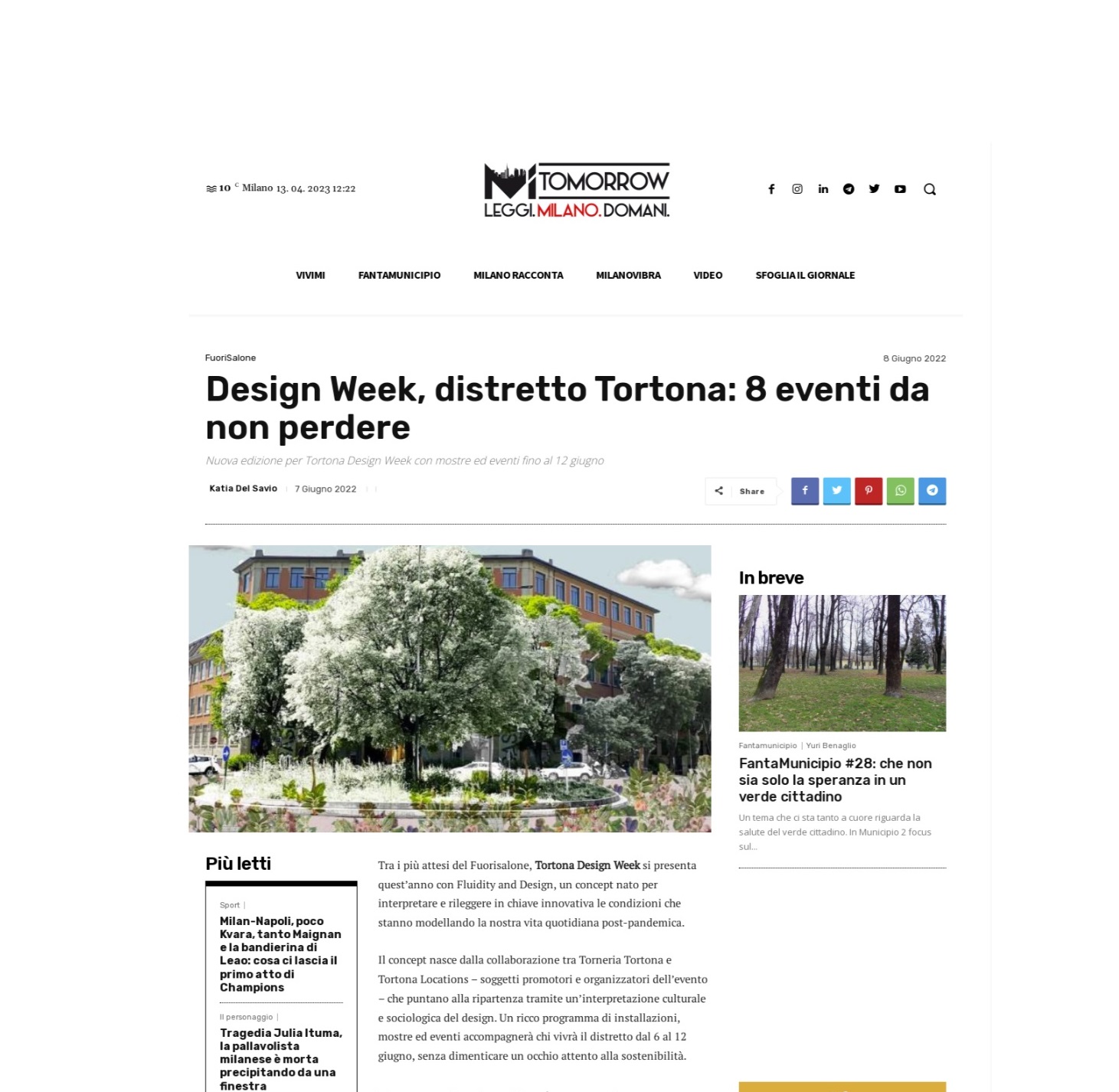 Mitomorrow.it: article on eight events in the Tortona design district