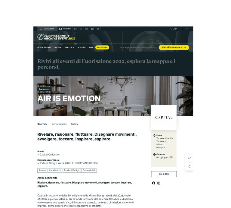 Air is Emotion, Design Week 2022: event page on the Capital website