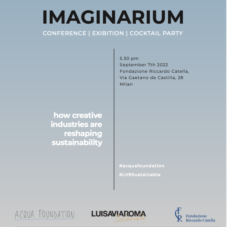 Invitation to Imaginarium 2022 at Fondazione Riccardo Catella, Milan: How creative industries are reshaping sustainability.