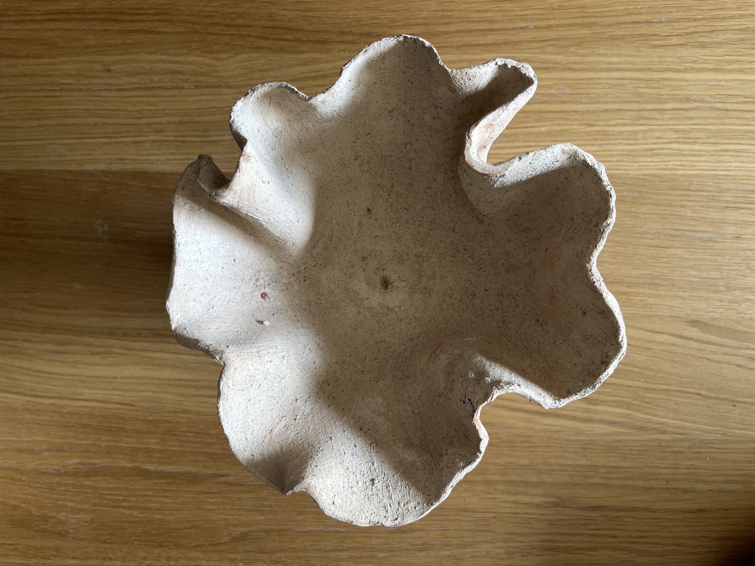 Organic white ceramic bowl with a wavy rim, from Dare forma alla terra by Elena Pelosi.