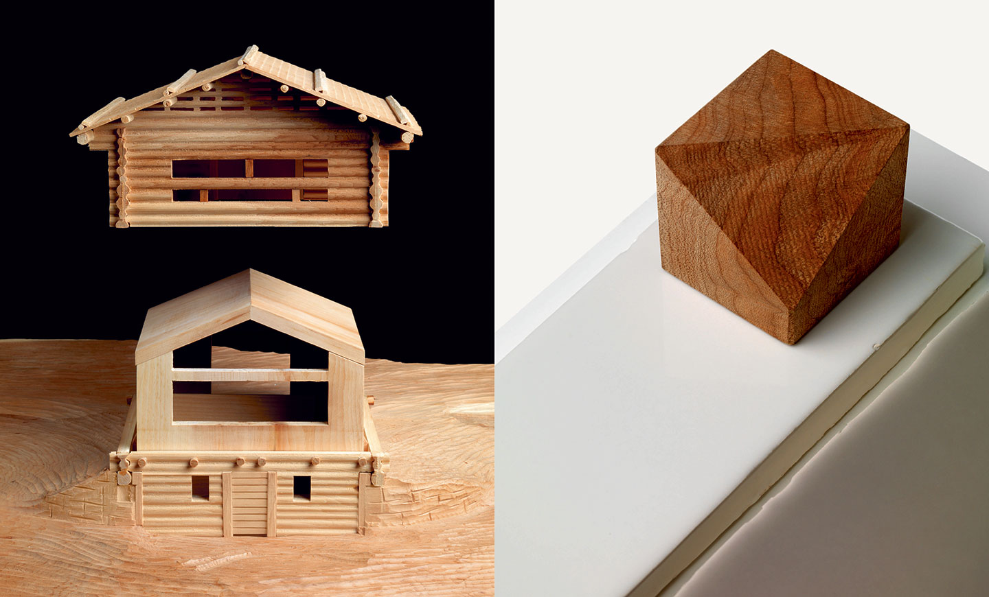 The Index Book, Matteo Thun monograph: wooden house models and a timber cube