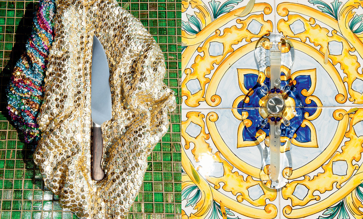 The Index Book, Matteo Thun monograph: pairing of a woven texture and a majolica tile pattern