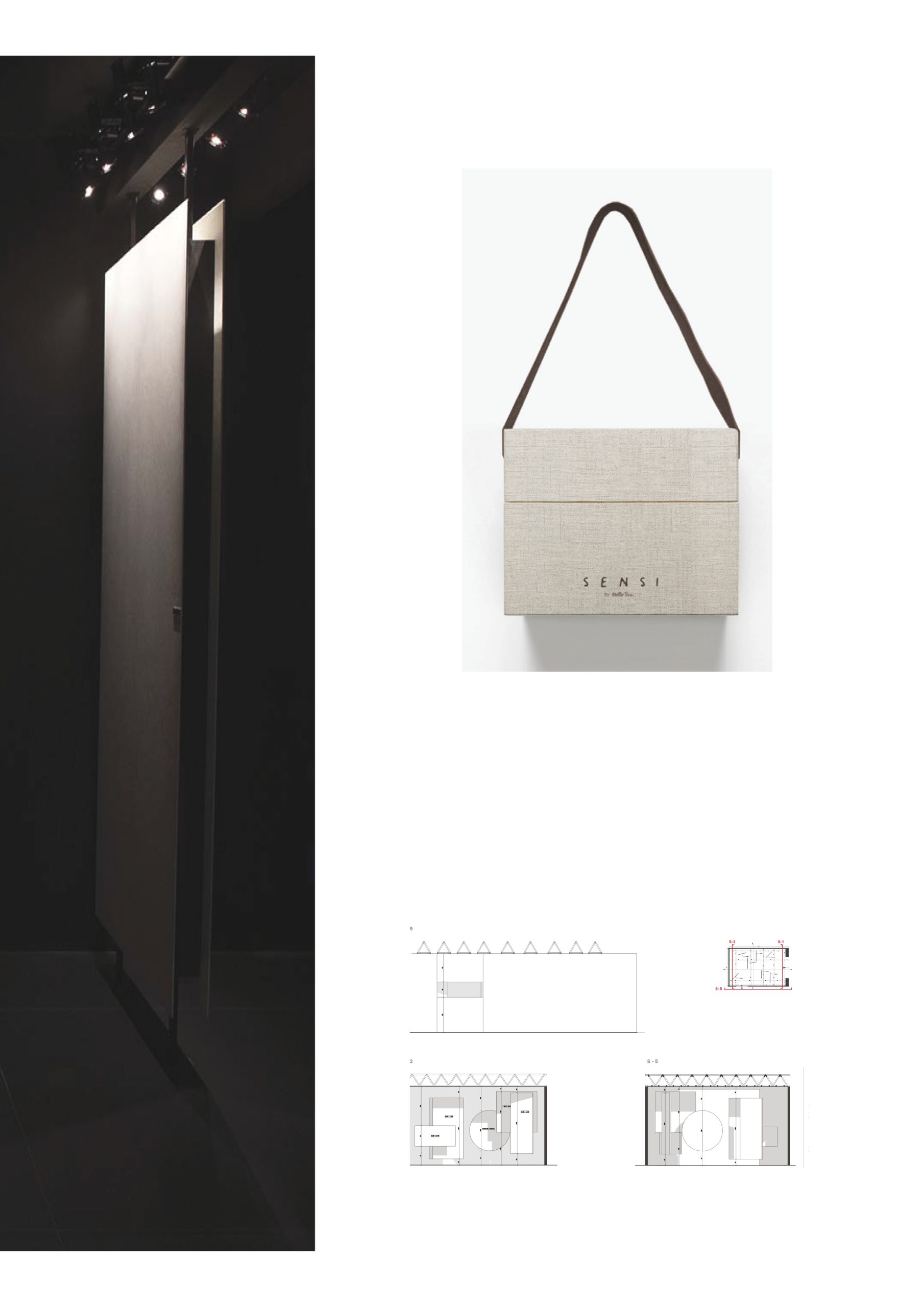 Sensi Collection by Florim: display panel, branded bag and technical drawings