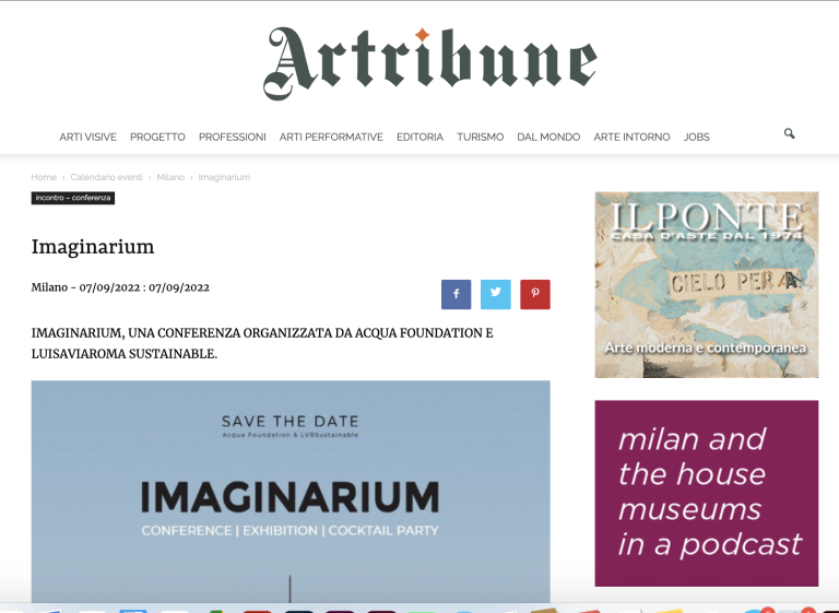 Artribune.com: listing for the Imaginarium conference