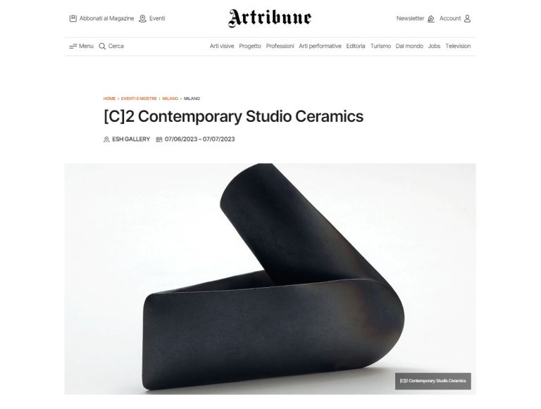 Artribune: article on [C]2 Contemporary Studio Ceramics with a black curved ceramic piece