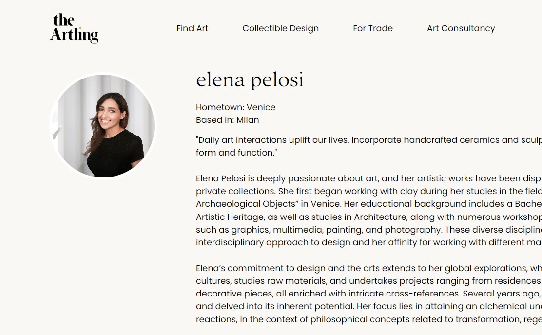 The Artling: featured artist profile of Elena Pelosi