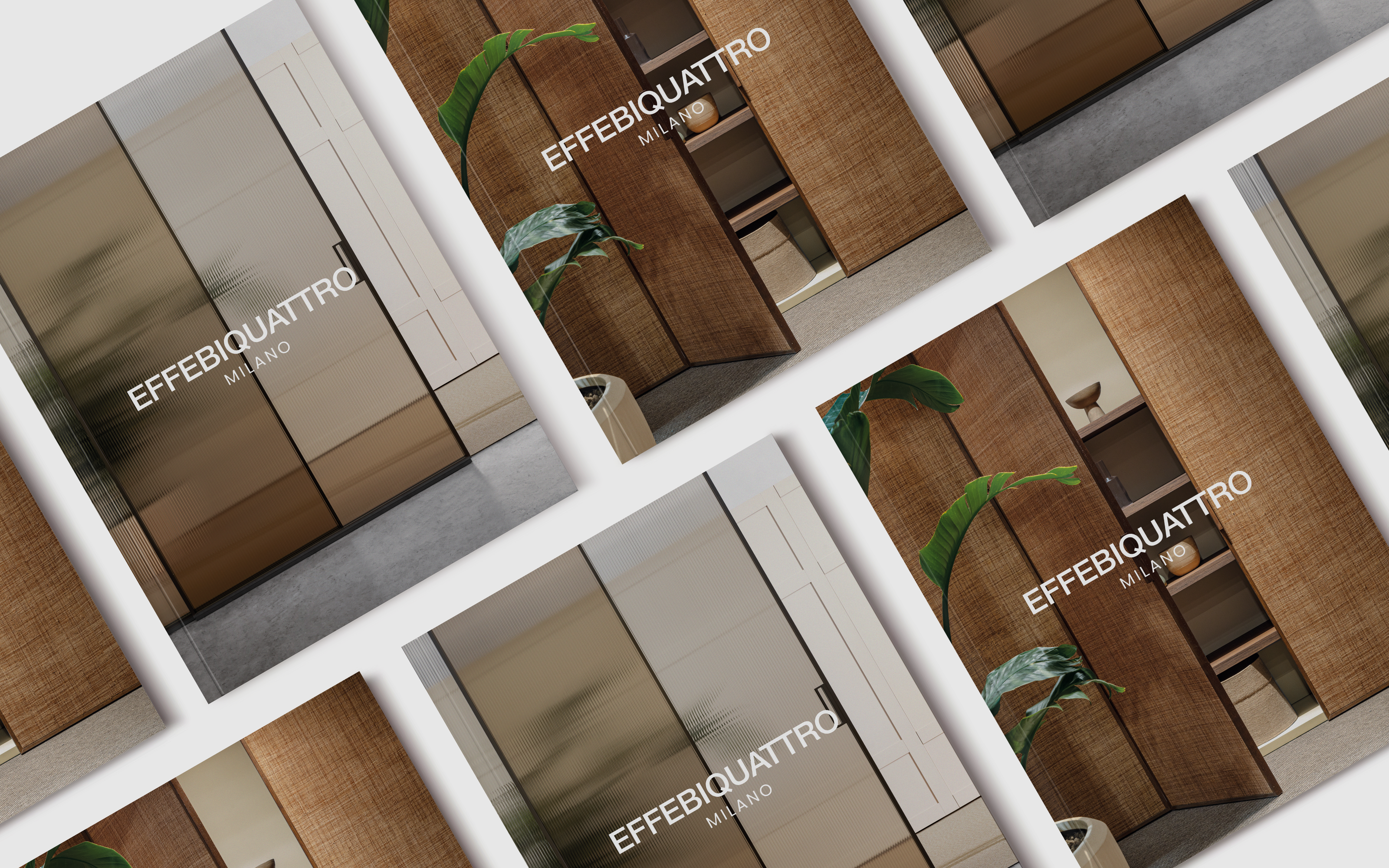 Effebiquattro Milano catalogues showing doors and interiors, new brand image and art direction by Elena Pelosi.