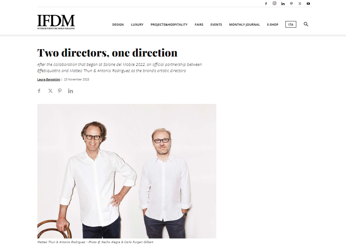 IFDM: article Two directors, one direction on Effebiquattro art direction