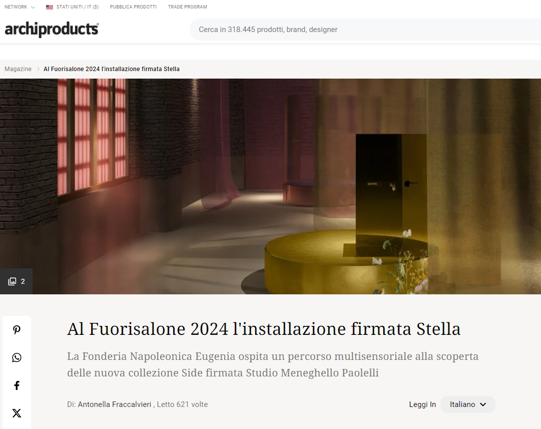 Archiproducts: Fuorisalone 2024 installation for Rubinetterie Stella