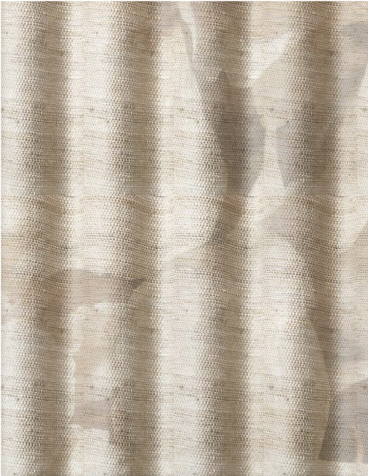 Close-up of a pleated linen-texture wallpaper from the Baboon collection by Elena Pelosi.