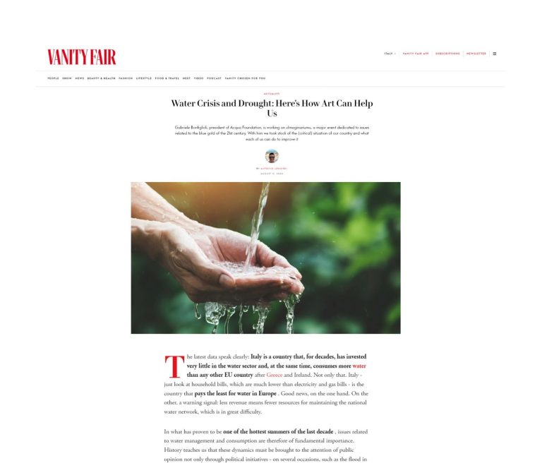 Vanity Fair: water crisis and drought, how art can help us
