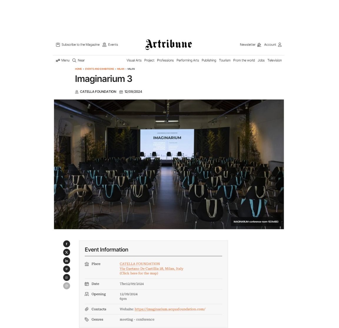 Artribune: Imaginarium 3 event with an audience in a dark hall