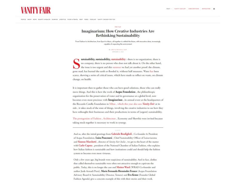 Vanity Fair: Imaginarium, how creative industries are rethinking sustainability