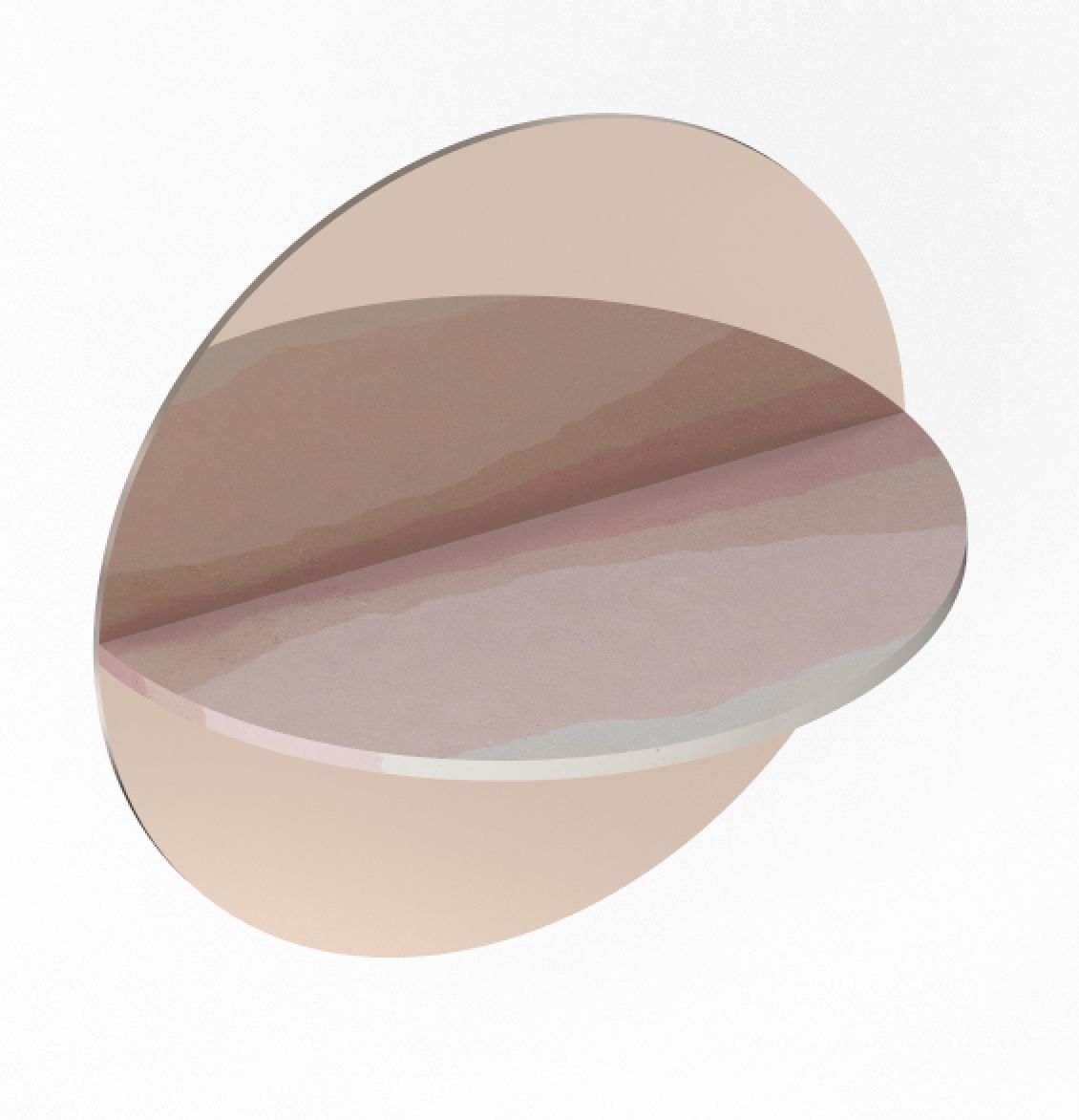 Stratigrafica collection: render of the round mirror with its layered stone shelf
