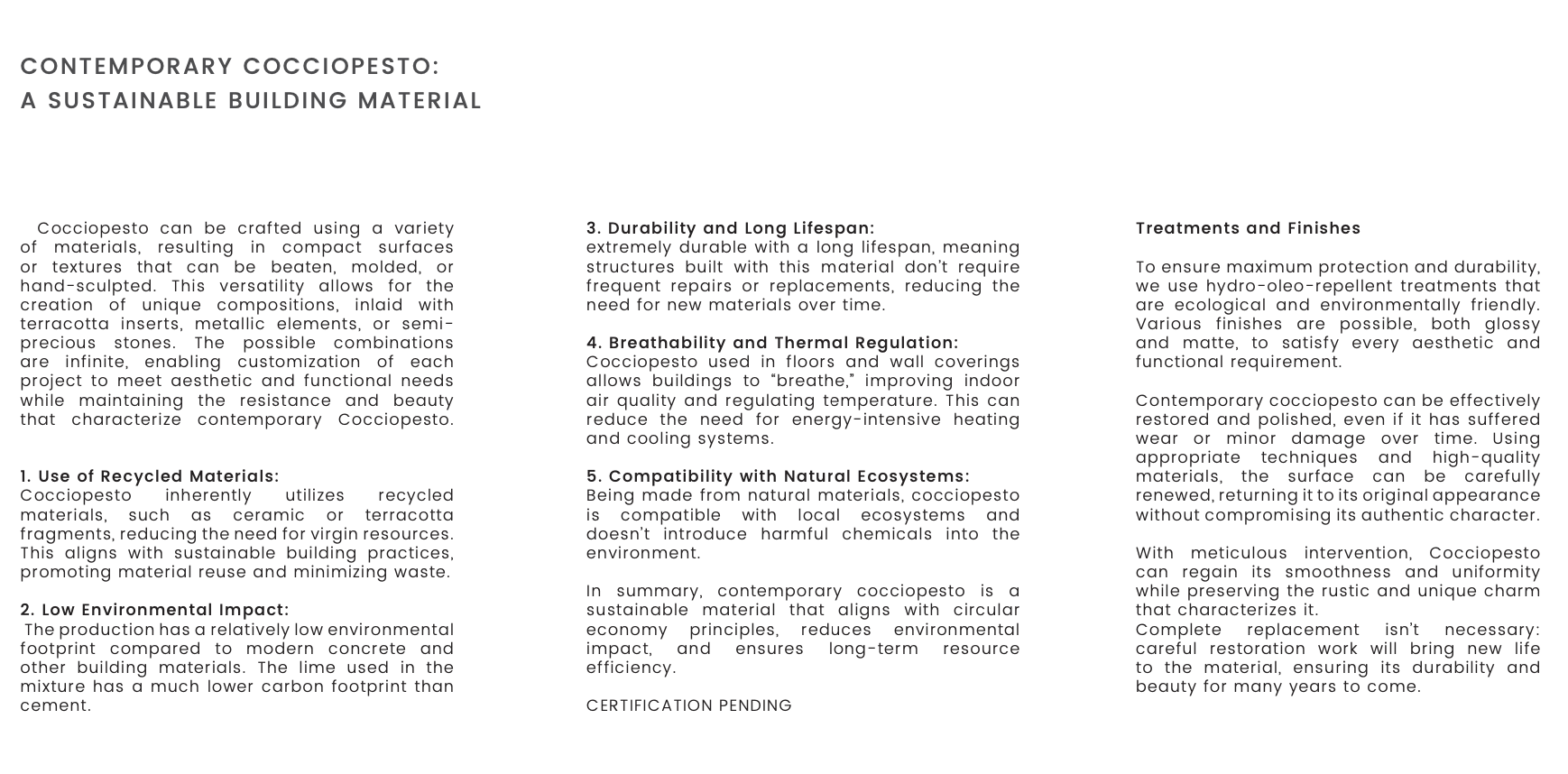 Stratigrafica collection: text page on contemporary cocciopesto as a sustainable building material