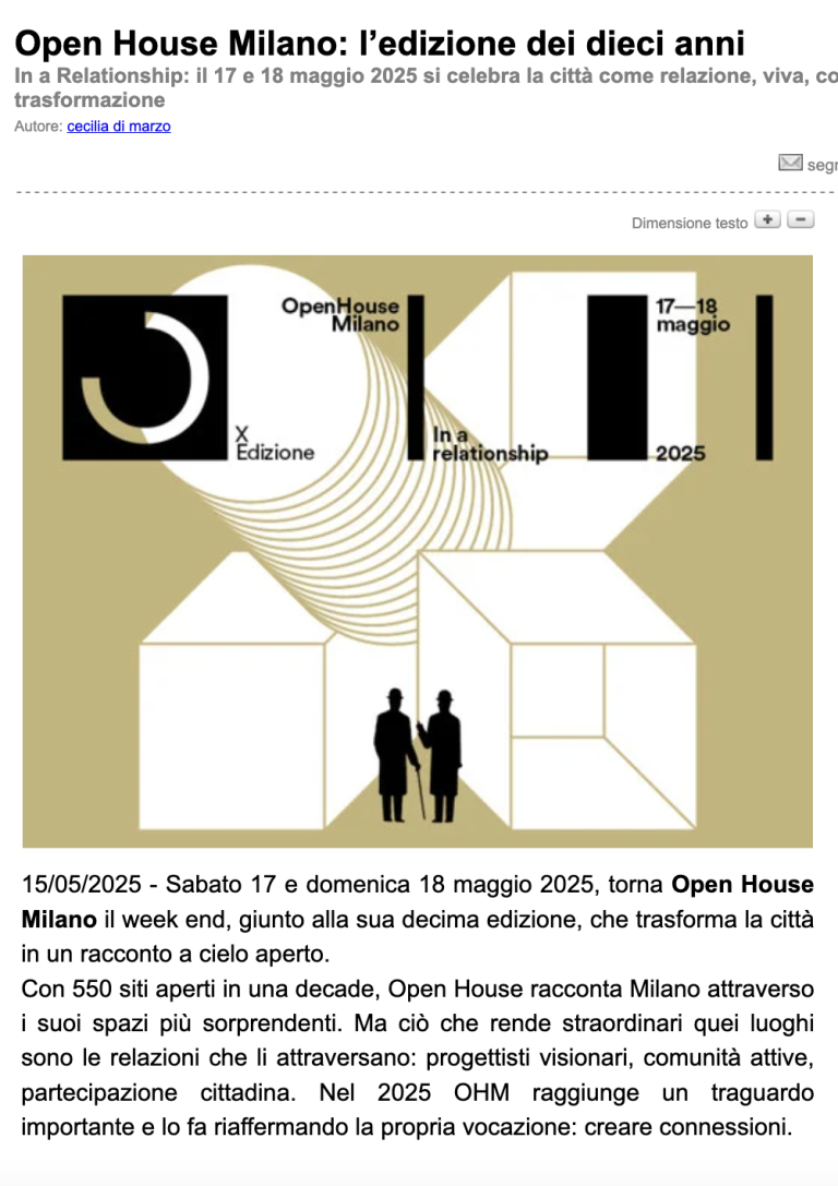 Archiportale: Open House Milano, the tenth edition