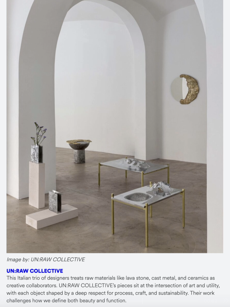Isola: UN:RAW Collective in Riyadh, ceramic pieces under white arches