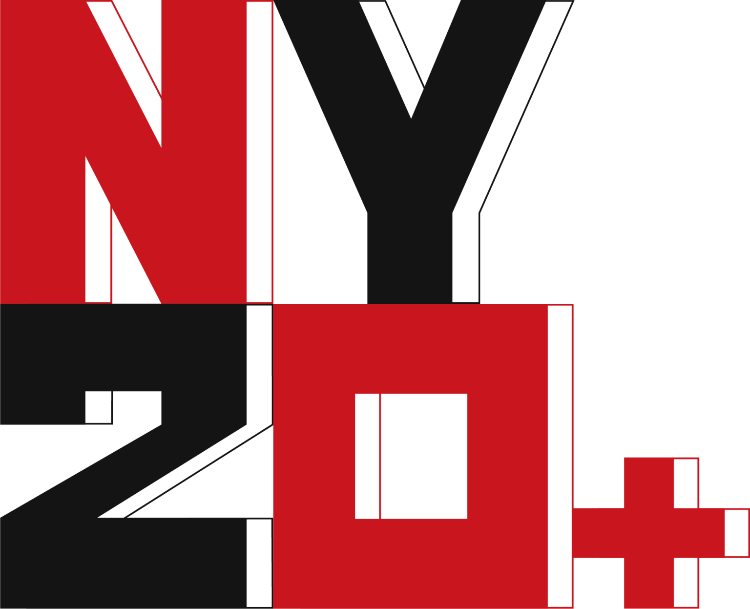NY20+ Artist Residency Program, Chengdu: NY20+ logo in red and black