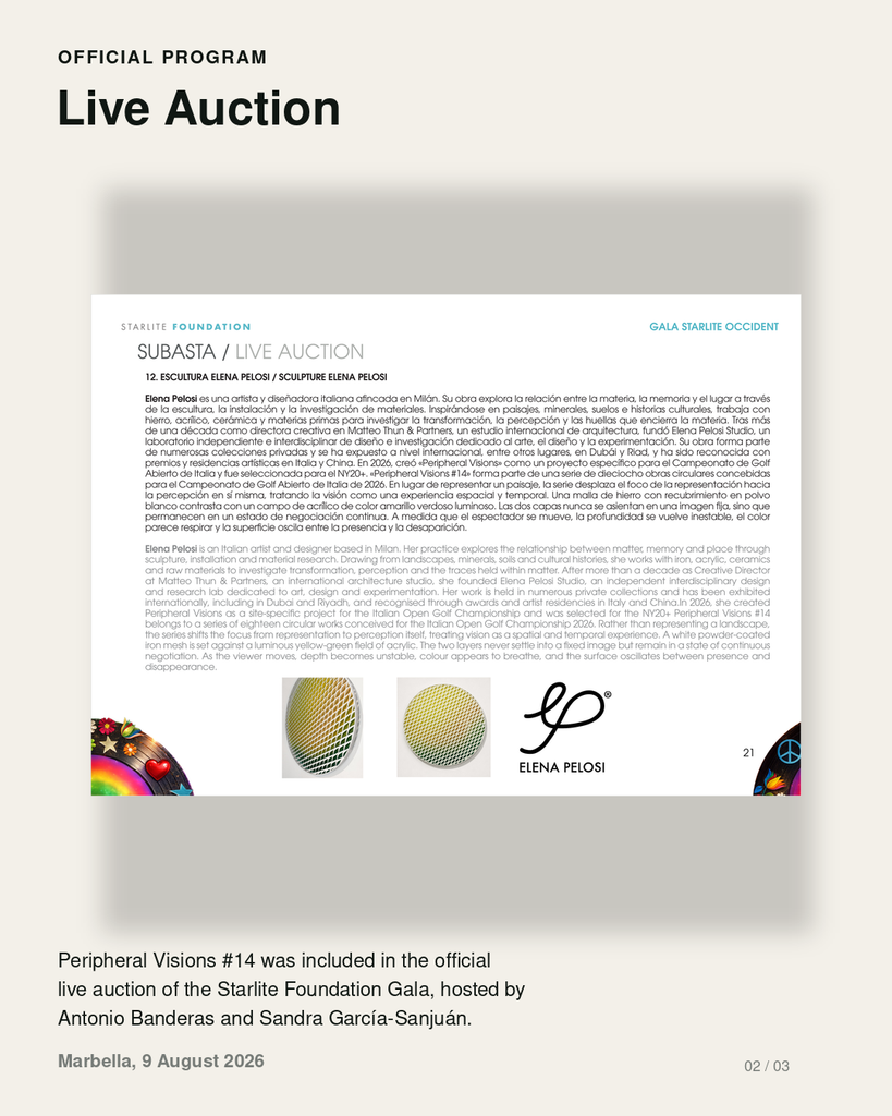 Peripheral Visions #14 in the official live auction programme of the Starlite Foundation Gala, Marbella